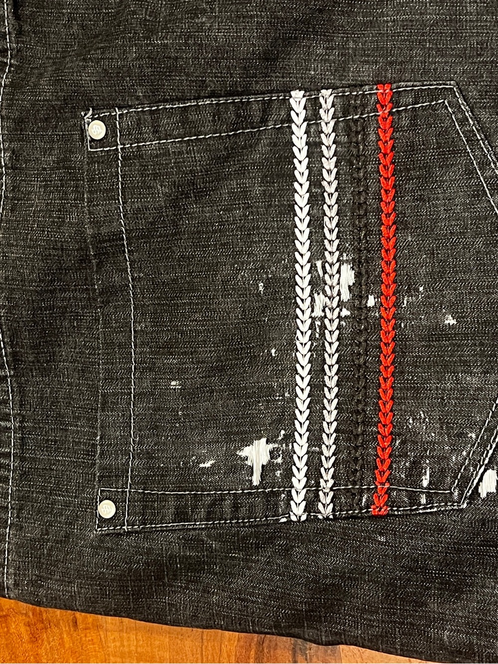 Vintage Southpole Baggy Black Denim Jorts Contrast Graffiti Patchwork Y2K Sz 52 - Picture 9 of 11